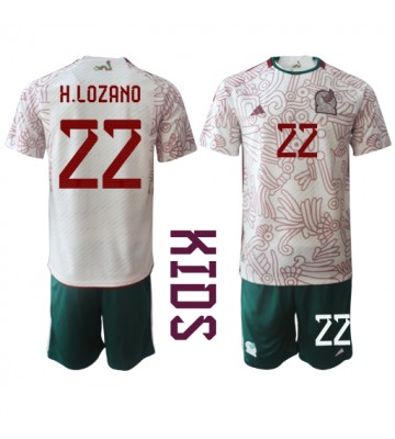 Mexico Hirving Lozano #22 Bortedraktsett Barn VM 2022 Kortermet (+ Korte bukser)
